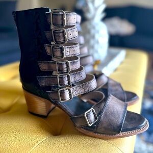 NIB FreeBird Country Black Buckle Heels